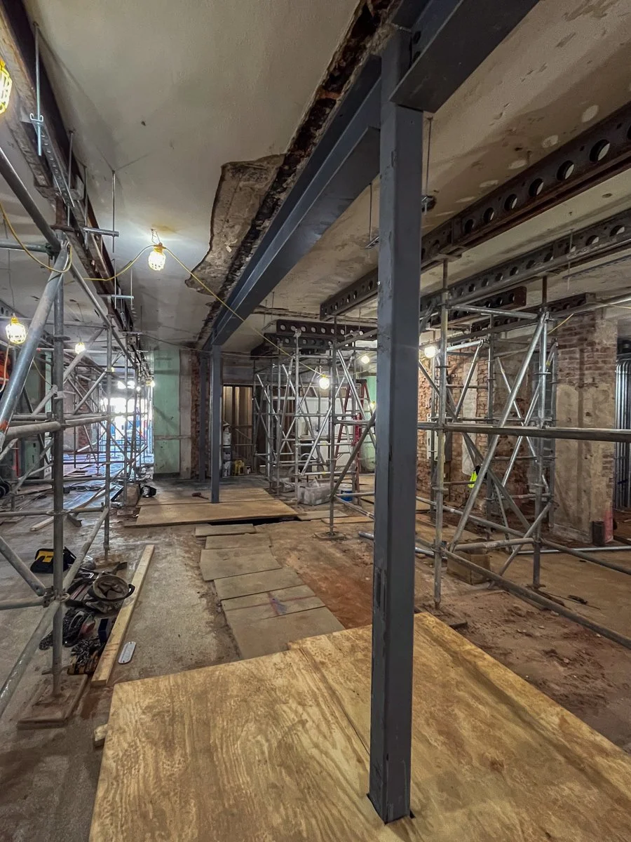 Structural steel platforms and stairs being fabricated